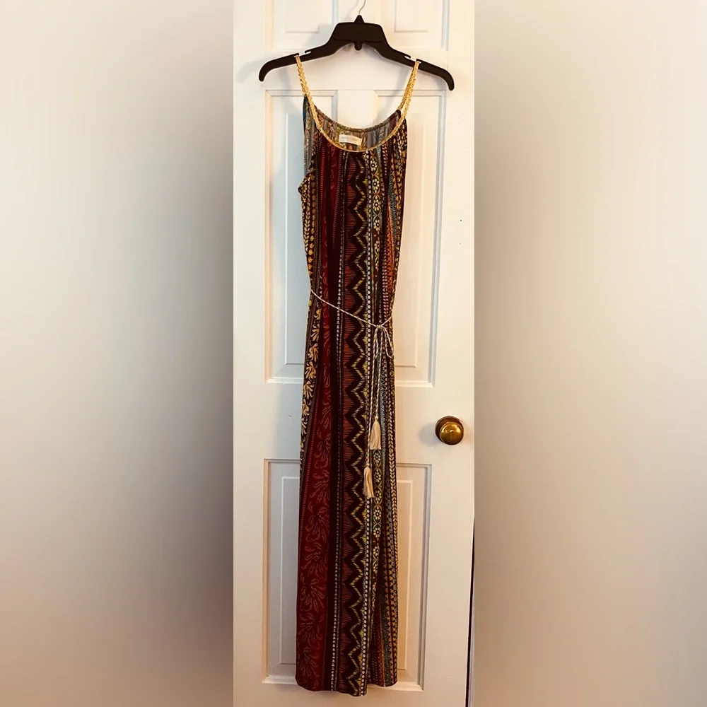 SEVEN ISLANDS Women’s Flowy, Vibrant color Maxi Dress w/ Tassel Belt. Size: (1X) - Picture 2 of 10